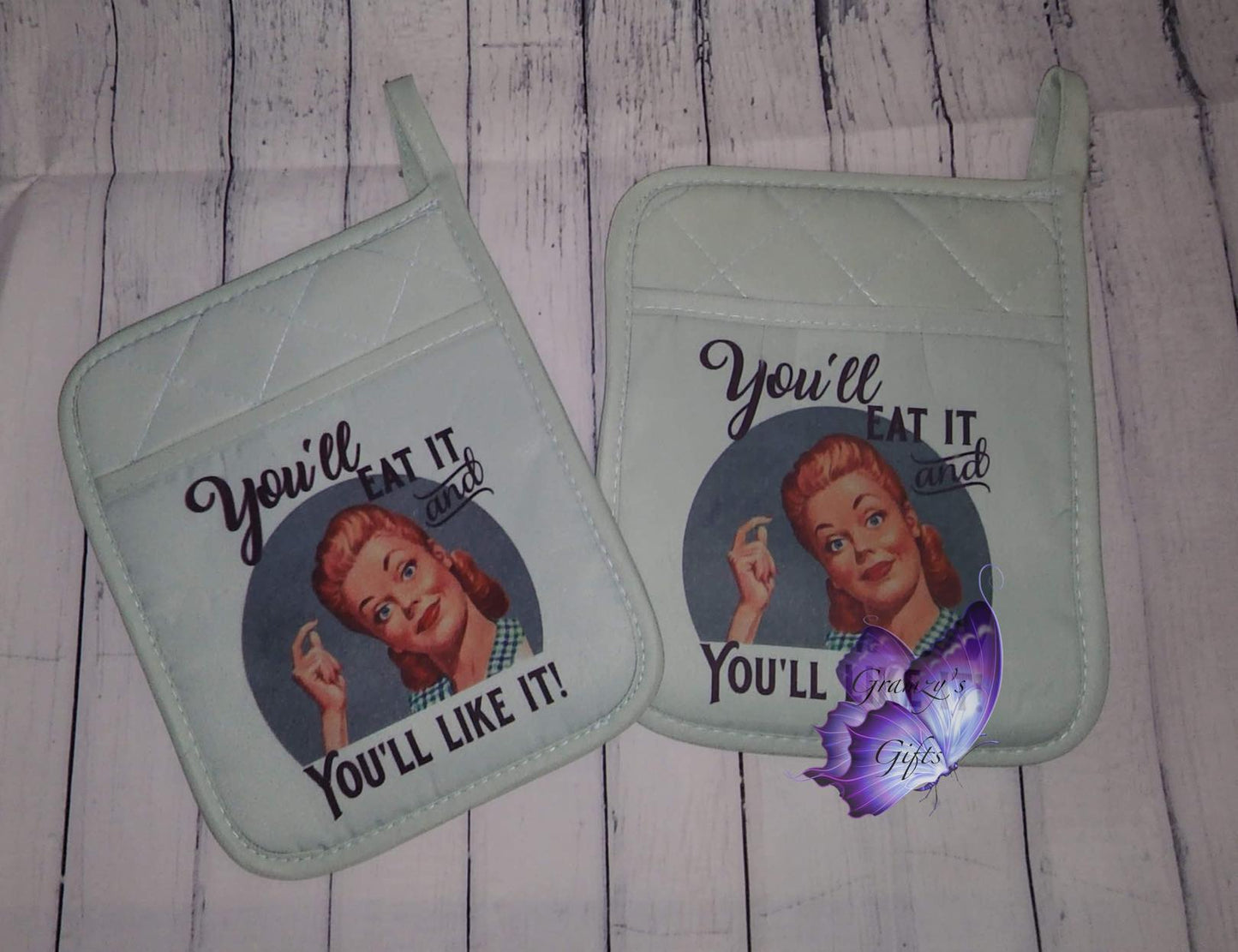 Rubber Backed Pocket Pot Holder- Sarcastic Ladies