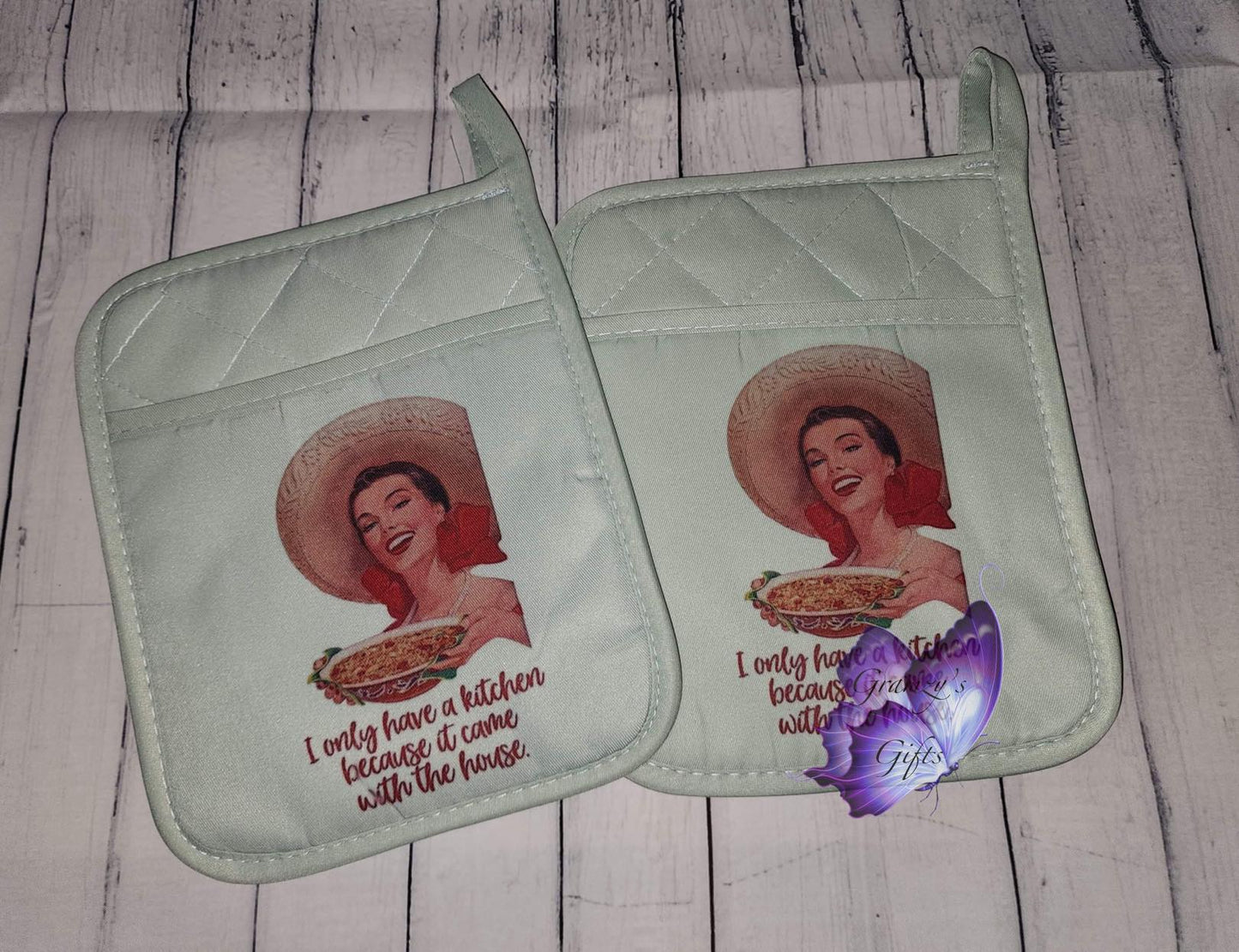 Rubber Backed Pocket Pot Holder- Sarcastic Ladies