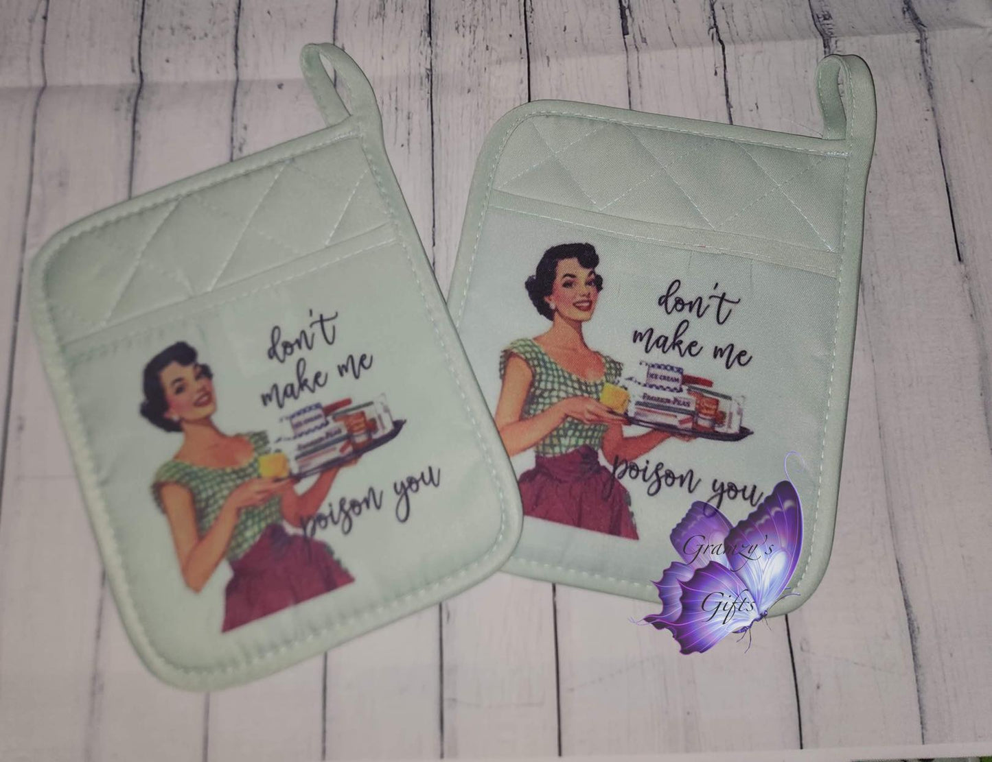 Rubber Backed Pocket Pot Holder- Sarcastic Ladies