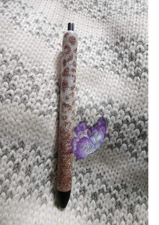 Custom Epoxy Leopard Glitter Forever Pen