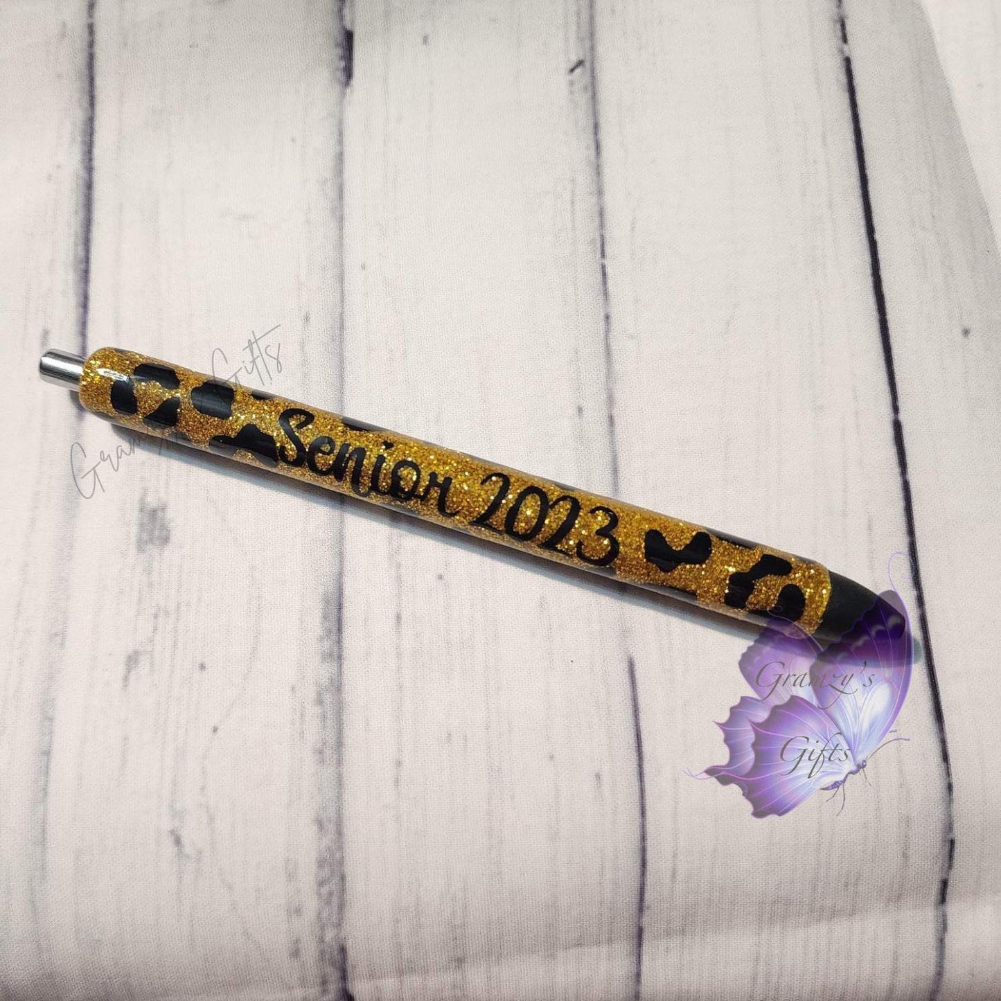 Custom Epoxy Senior Leopard Glitter Forever Pen