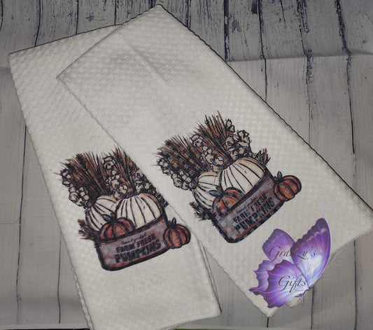 Waffle Hand Towel- Fresh Picked Pumpkins